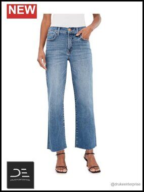 KUT from the Kloth Avery High-Rise Fab Ab Easy Straight Leg Raw Hem Jeans